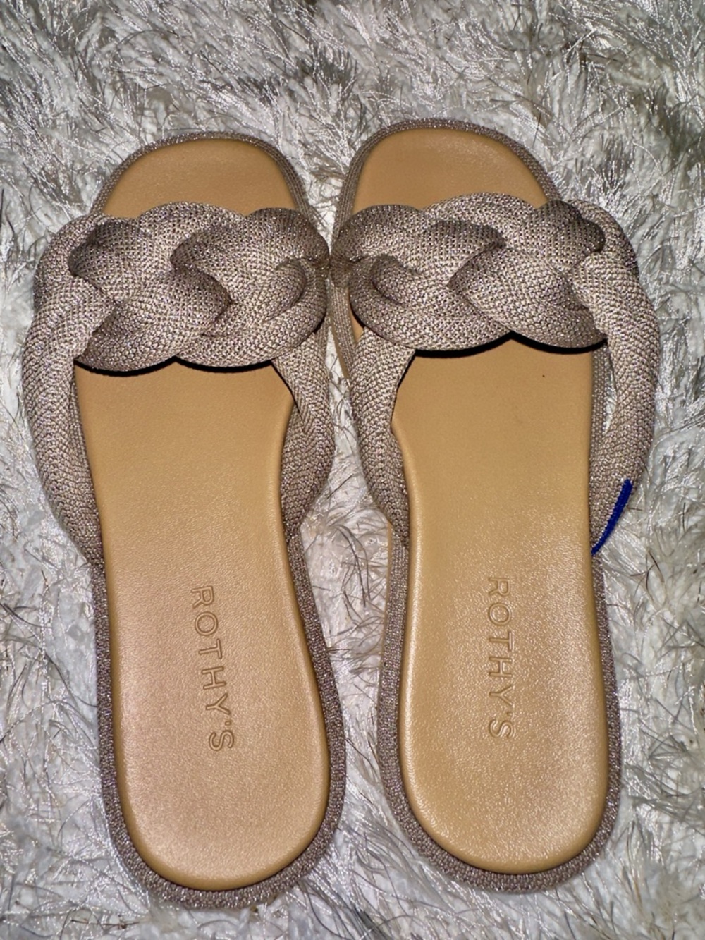 Rothy's Braided Slide Sandals in Metallic Taupe Women’s 8.5
